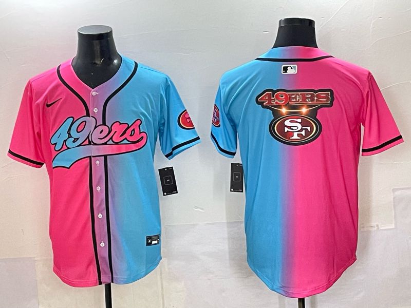 Men 2025 San Francisco 49ers Blank Blue pink Nike Limited NFL Jersey style 020->san francisco 49ers->NFL Jersey